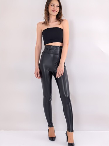 Damen high waist kunstleder - high,
