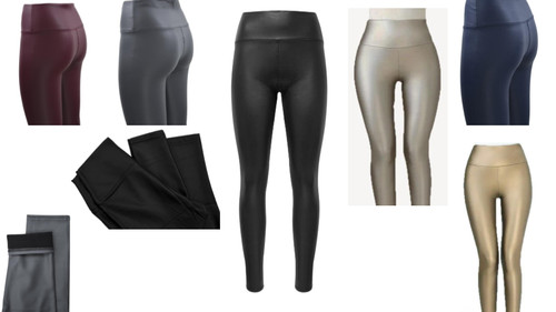 Damen kunstleder leggings - ,